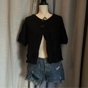 Button Short Sleeve Cardigan